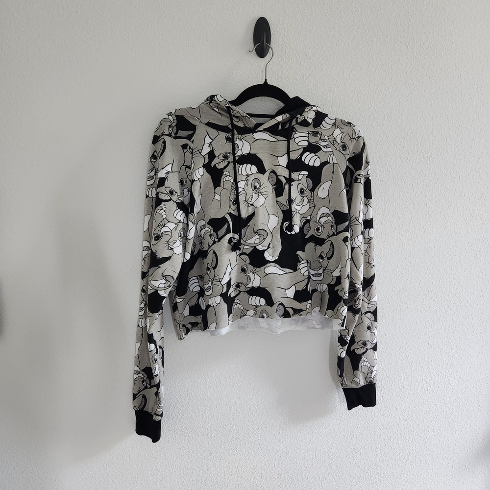 Disney Lion King Simba All Over Print Cropped Hoodie women's size Medium‎
